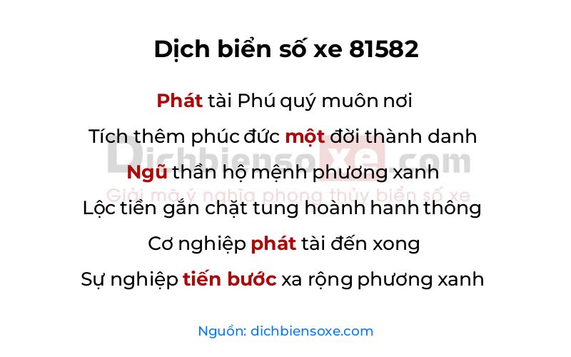 Dịch thơ biển số 81582