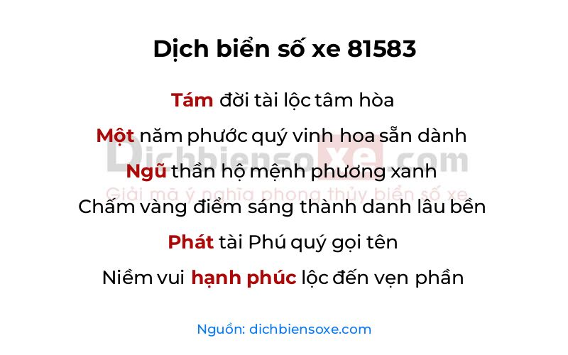 Dịch thơ biển số 81583