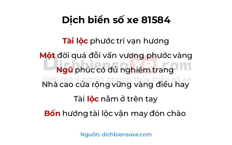 Dịch thơ biển số 81584