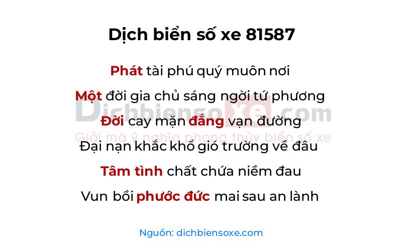 Dịch thơ biển số 81587