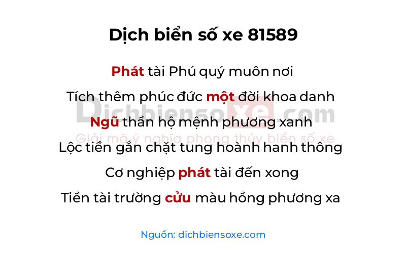Dịch thơ biển số 81589