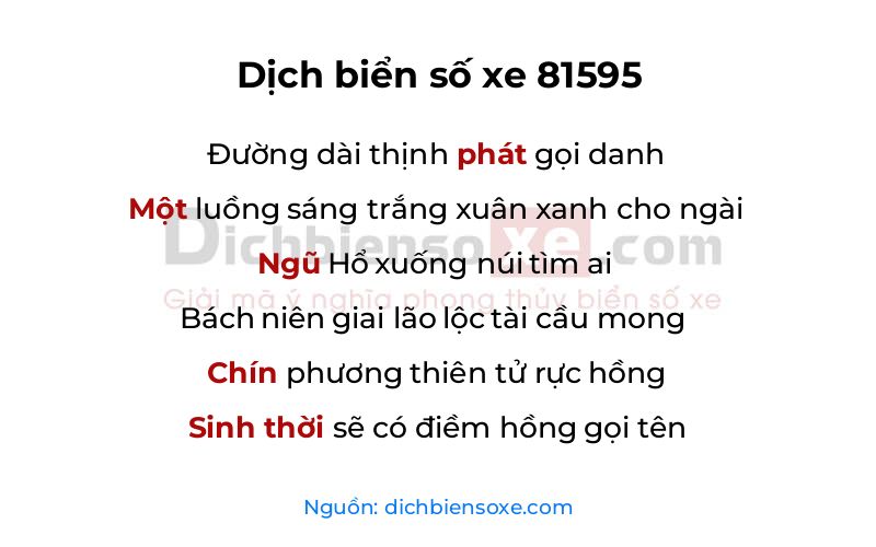 Dịch thơ biển số 81595