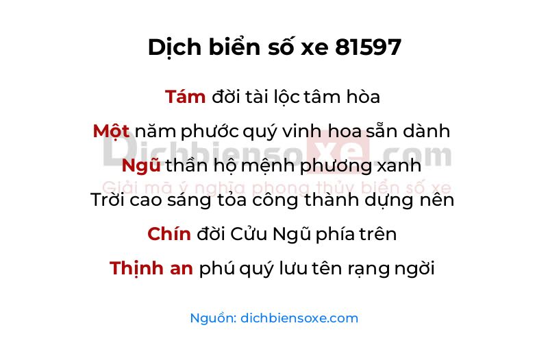 Dịch thơ biển số 81597