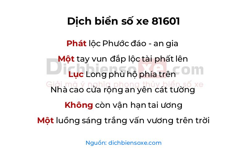 Dịch thơ biển số 81601