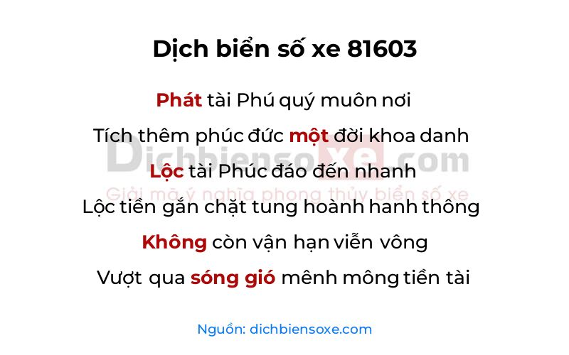 Dịch thơ biển số 81603