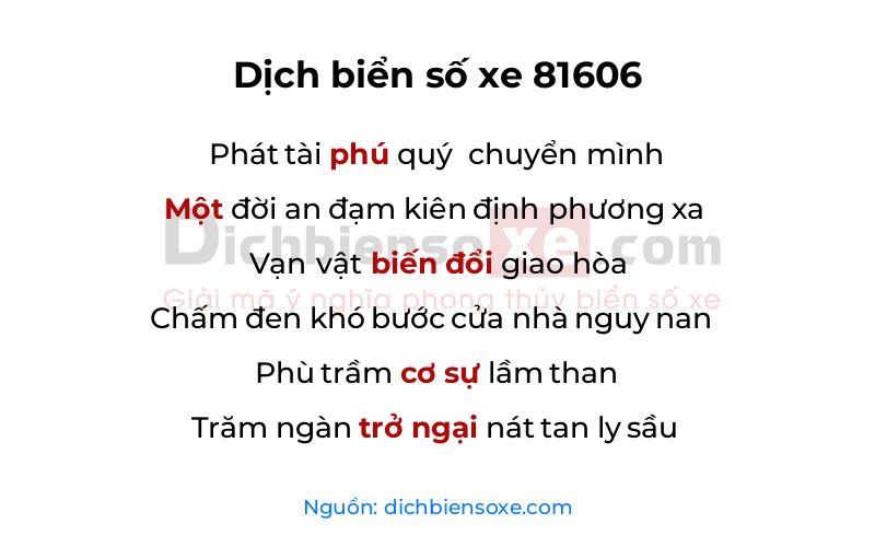 Dịch thơ biển số 81606