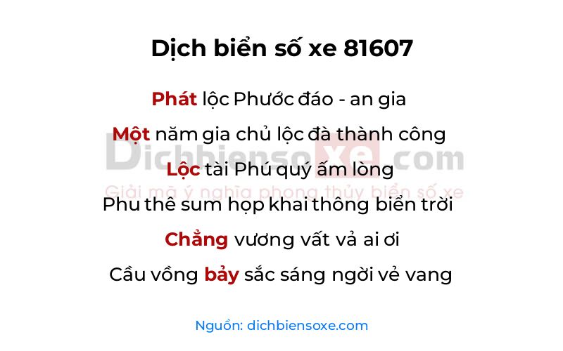Dịch thơ biển số 81607