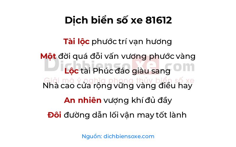 Dịch thơ biển số 81612