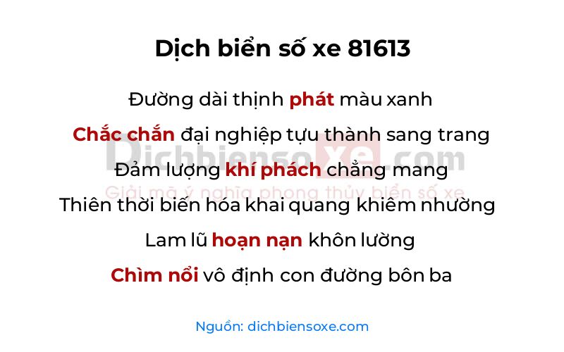 Dịch thơ biển số 81613