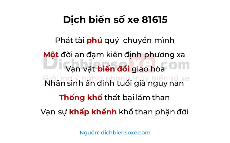 Dịch thơ biển số 81615
