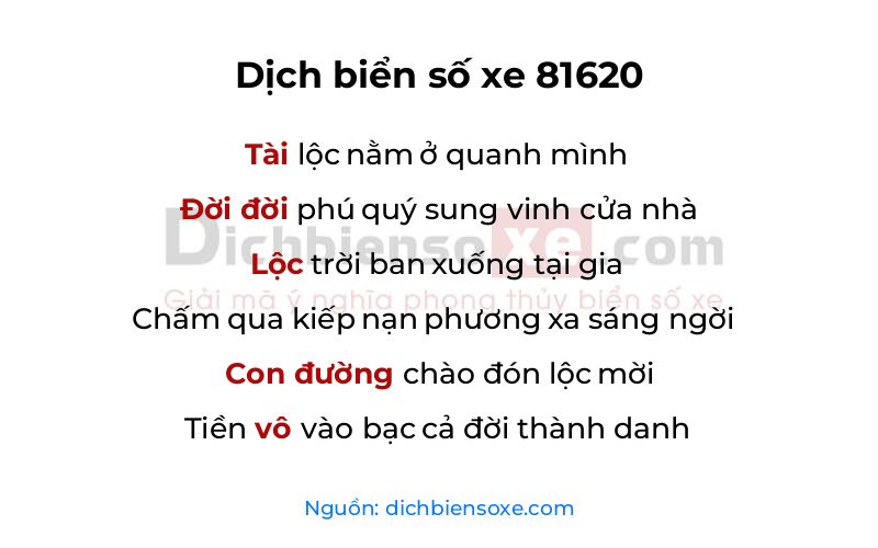 Dịch thơ biển số 81620