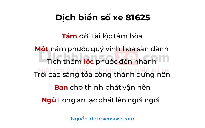 Dịch thơ biển số 81625