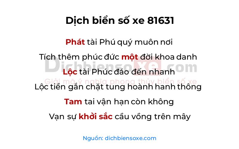 Dịch thơ biển số 81631