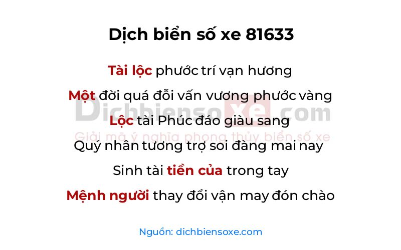 Dịch thơ biển số 81633