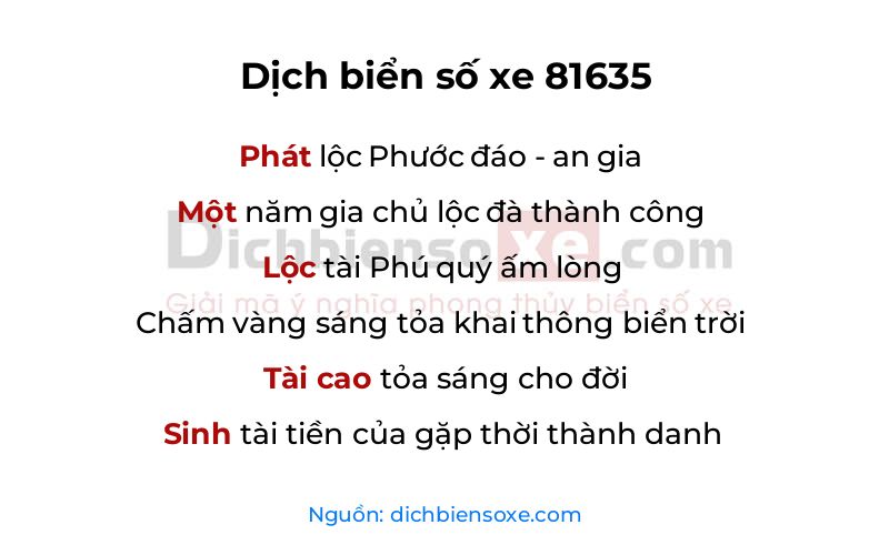 Dịch thơ biển số 81635