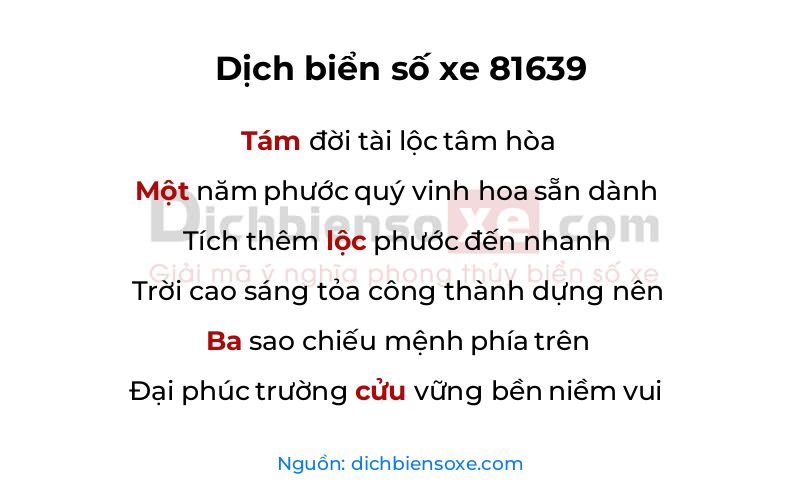 Dịch thơ biển số 81639