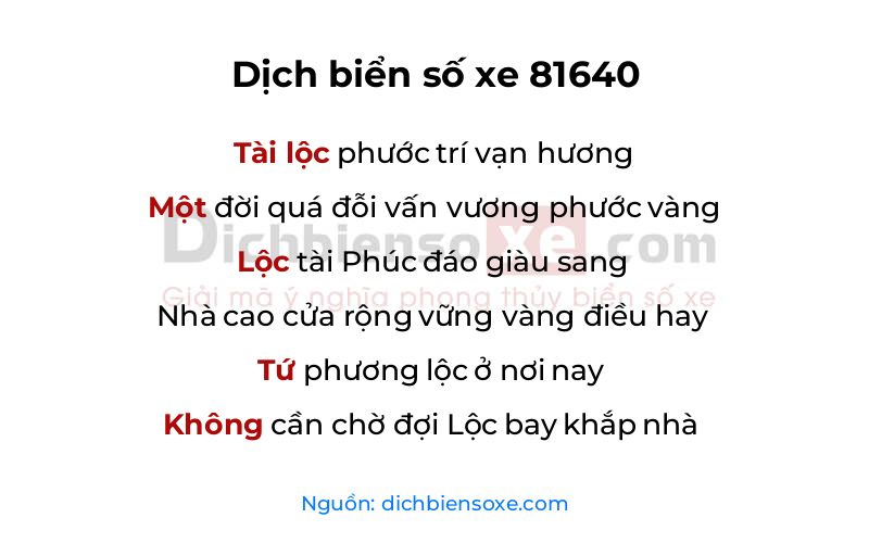 Dịch thơ biển số 81640