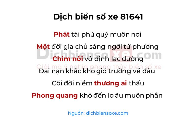 Dịch thơ biển số 81641