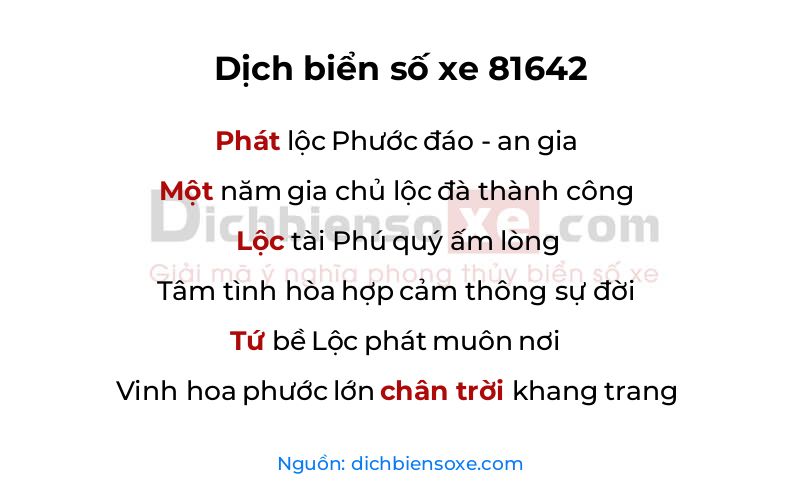 Dịch thơ biển số 81642