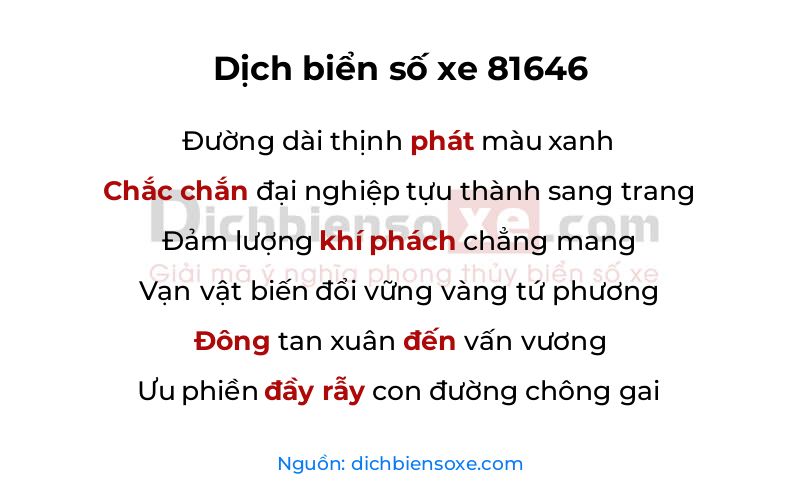 Dịch thơ biển số 81646