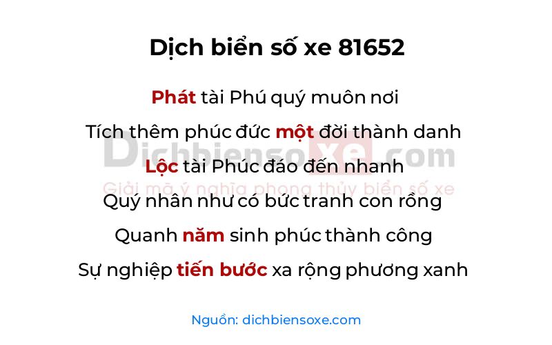 Dịch thơ biển số 81652