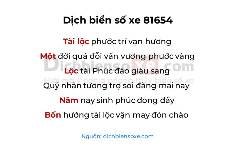 Dịch thơ biển số 81654