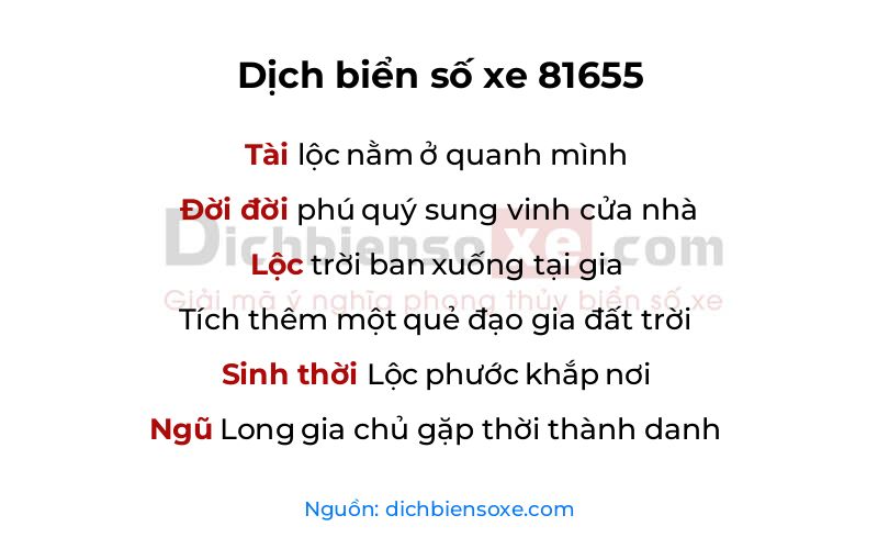 Dịch thơ biển số 81655