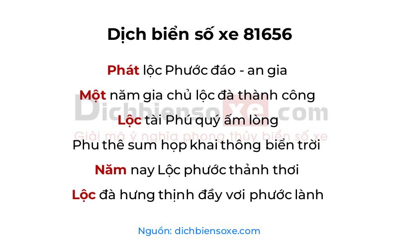 Dịch thơ biển số 81656