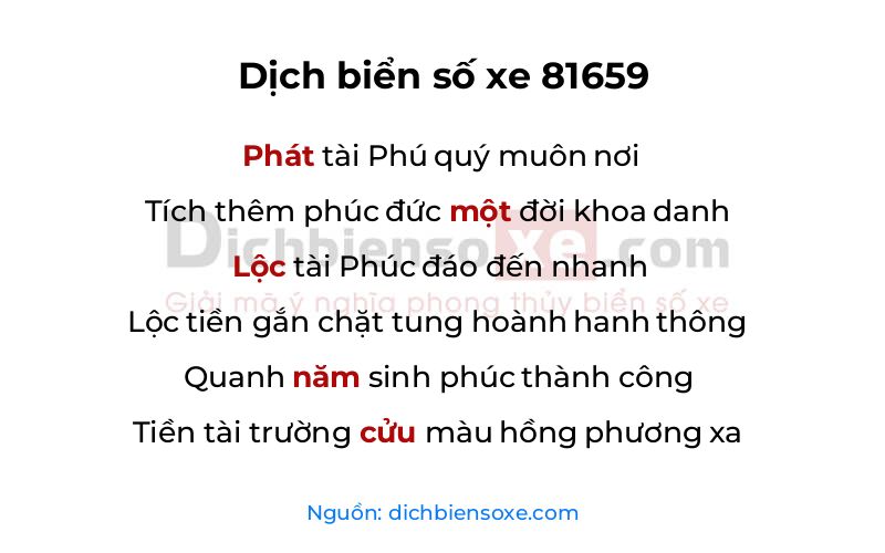 Dịch thơ biển số 81659
