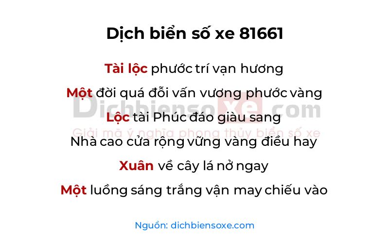 Dịch thơ biển số 81661