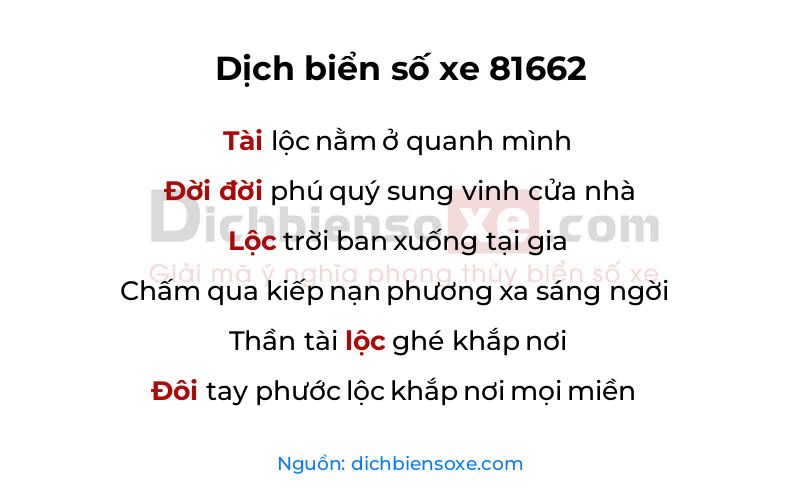 Dịch thơ biển số 81662