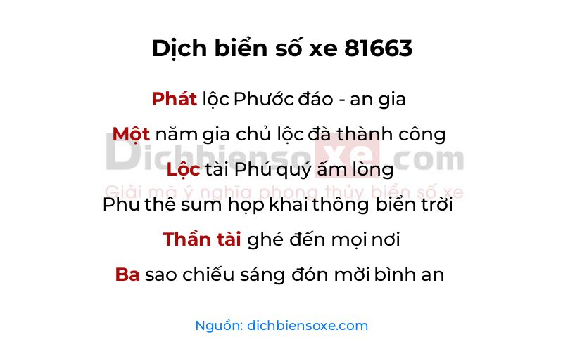 Dịch thơ biển số 81663