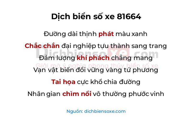 Dịch thơ biển số 81664