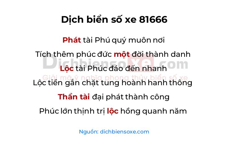 Dịch thơ biển số 81666