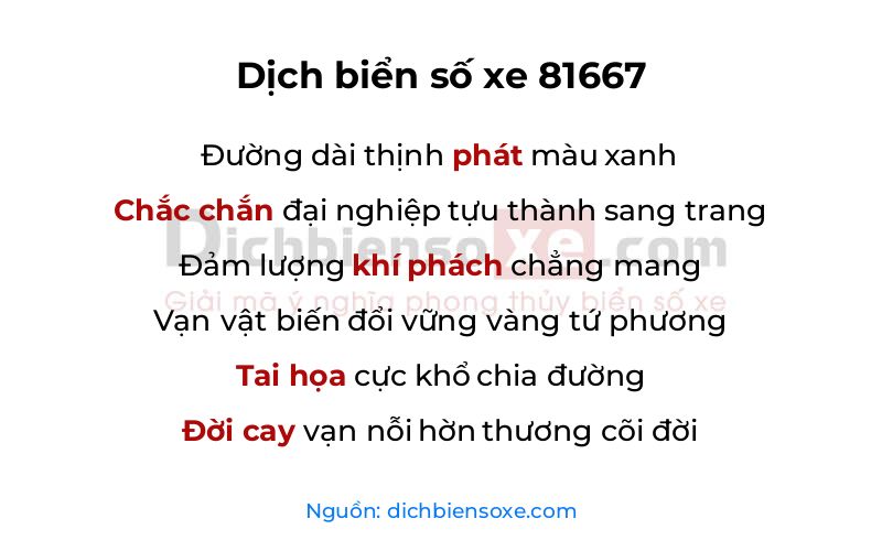 Dịch thơ biển số 81667