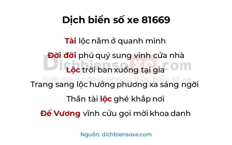Dịch thơ biển số 81669