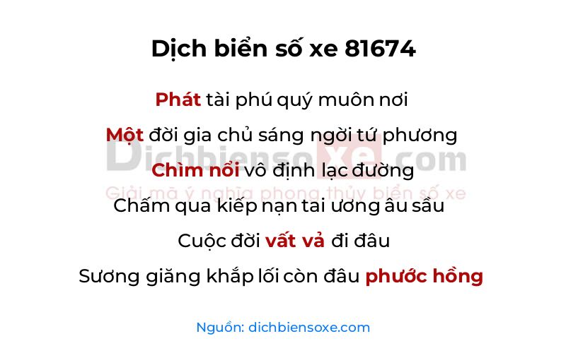 Dịch thơ biển số 81674