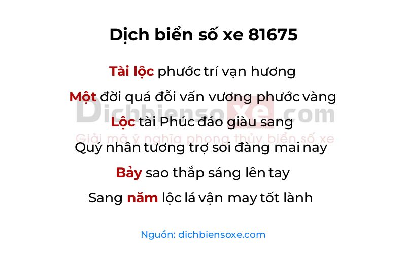 Dịch thơ biển số 81675