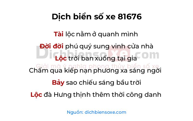 Dịch thơ biển số 81676
