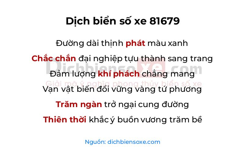 Dịch thơ biển số 81679