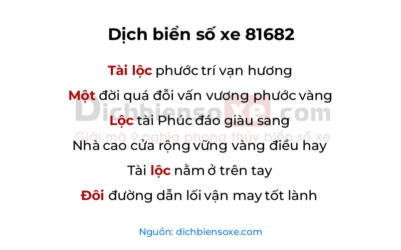 Dịch thơ biển số 81682