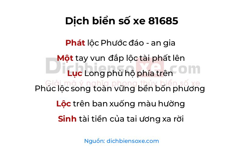 Dịch thơ biển số 81685