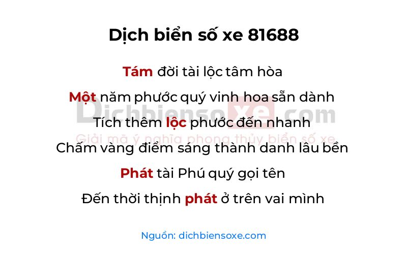 Dịch thơ biển số 81688