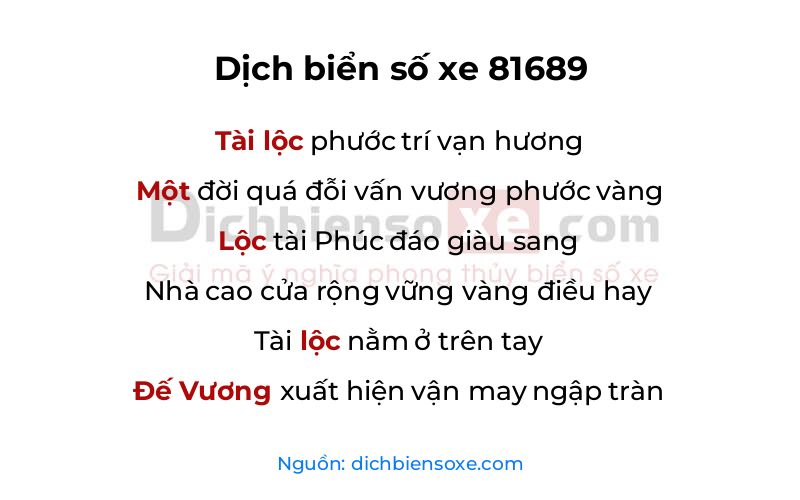 Dịch thơ biển số 81689