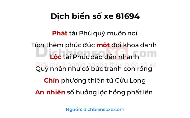 Dịch thơ biển số 81694