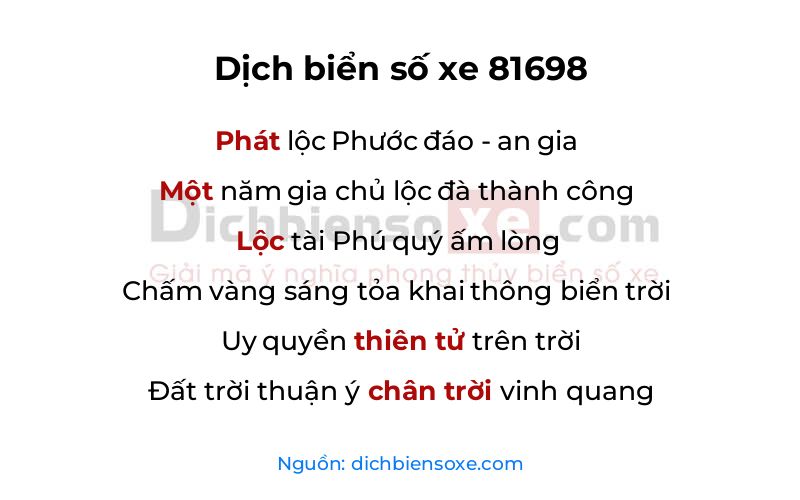 Dịch thơ biển số 81698