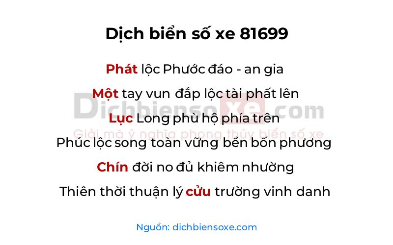 Dịch thơ biển số 81699