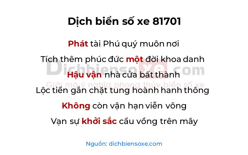 Dịch thơ biển số 81701