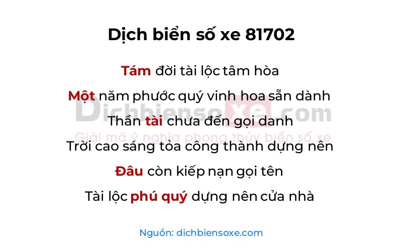 Dịch thơ biển số 81702