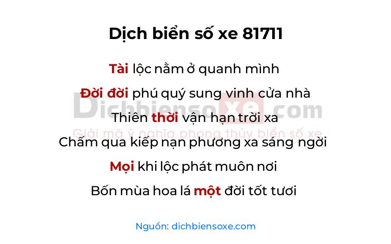 Dịch thơ biển số 81711